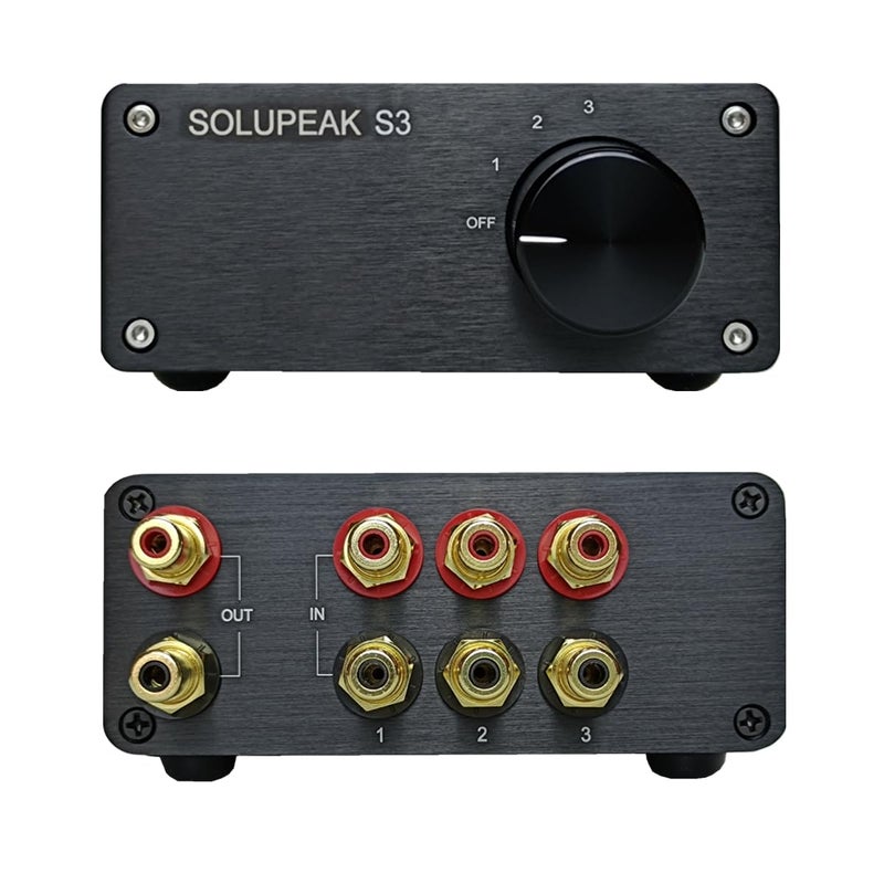SOLUPEAK Premium 3 in 1 Out RCA Switch Box, Passive Stereo Signal Source selector, Audio switcher Splitter Box - Image 1